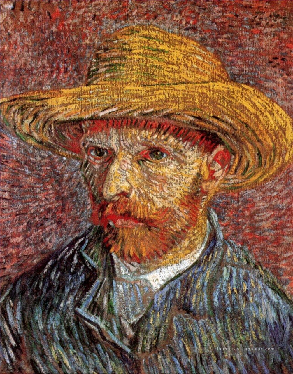 Autoportrait avec chapeau de paille 4 Vincent van Gogh Peintures à l'huile